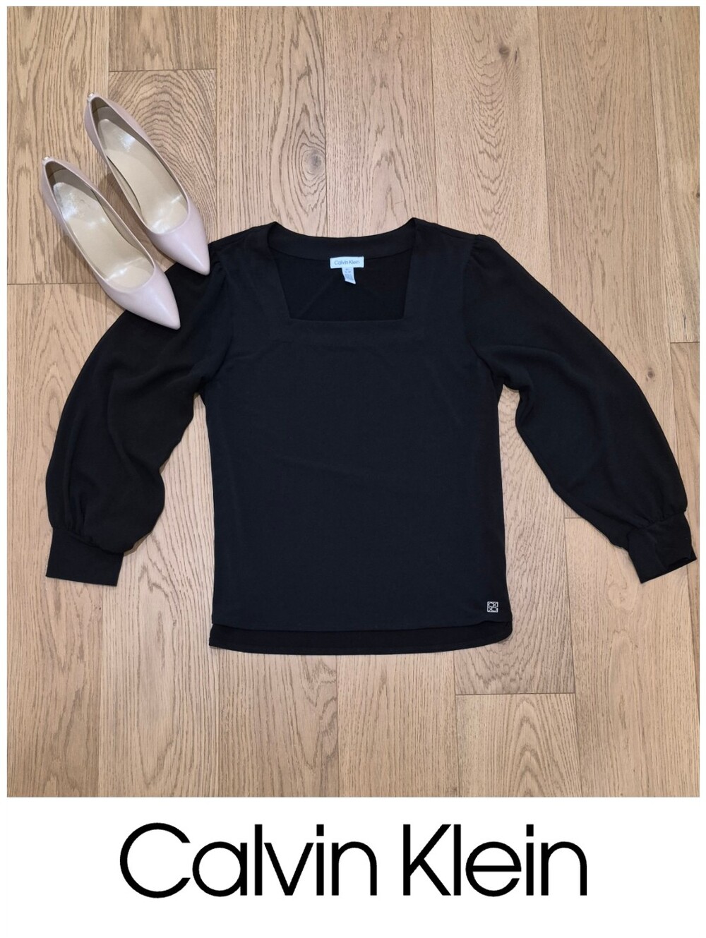 NWOT Square Neck Chiffon Sleeve Blouse